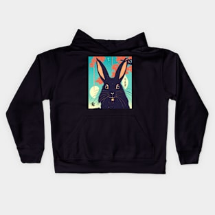 Cozy Winter Black English Lop Jersey Wooly Rabbit Bunny with Cute Eyes Kids Hoodie